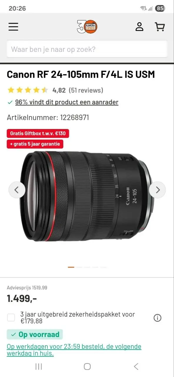 Canon EOS R met RF 24-105mm F4L IS USM, foto 2 van 3